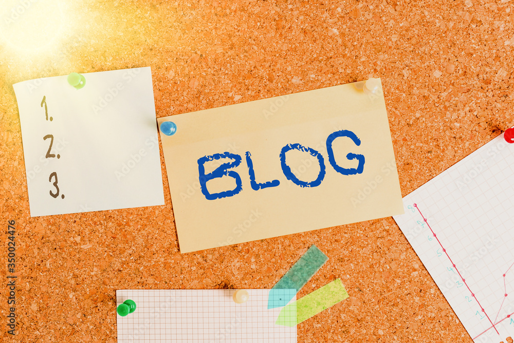 Fototapete word writing text blog. business photo showcasing regularly updated website web page run by individu