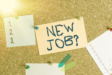 Word writing text New Job Question. Business photo showcasing formal meeting which someone asked...