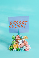 Handwriting text Secret. Conceptual photo something that is kept or meant to be kept unknown to...