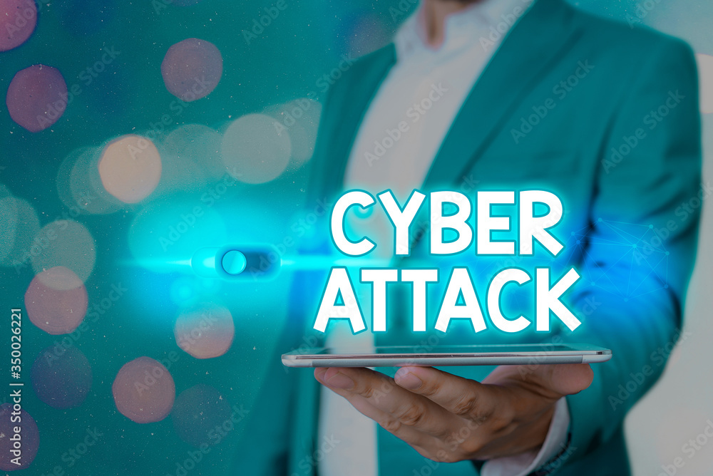 Poster handwriting text cyber attack. conceptual photo an attempt by hackers to damage destroy a computer s