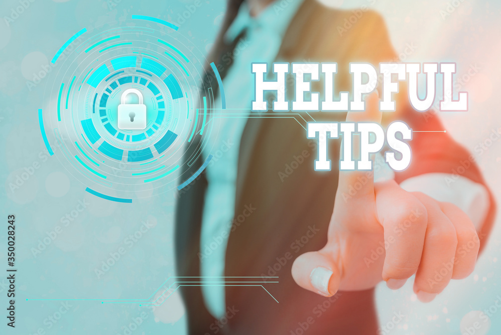 Poster text sign showing helpful tips. business photo showcasing advices given to be helpful knowledge in l