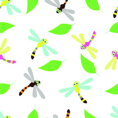 Illustration Vector Graphic of Animal Dragonfly Cartoon Seamless Pattern