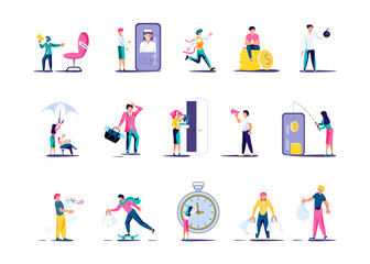 Set of business people for financial infographics