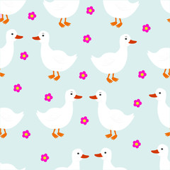 Illustration Vector Graphic of Animal Duck Cartoon Seamless Pattern