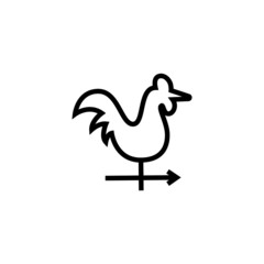 Weather vane vector icon  in linear, outline style isolated on white background 