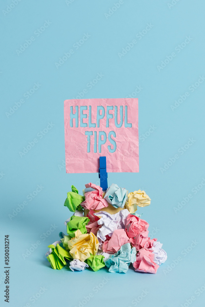 Aufkleber conceptual hand writing showing helpful tips. concept meaning advices given to be helpful knowledge 