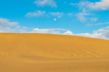 Fototapeta na wymiar Maspalomas dune and the moon in the sky