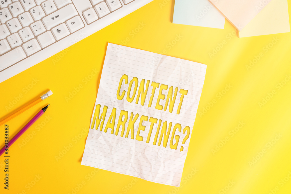 Fototapete word writing text content marketing question. business photo showcasing involves creation and sharin