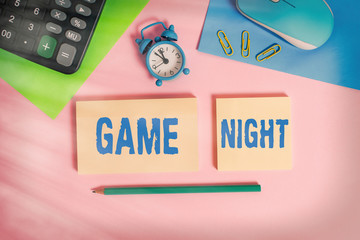 Handwriting text Game Night. Conceptual photo usually its called on adult play dates like poker...