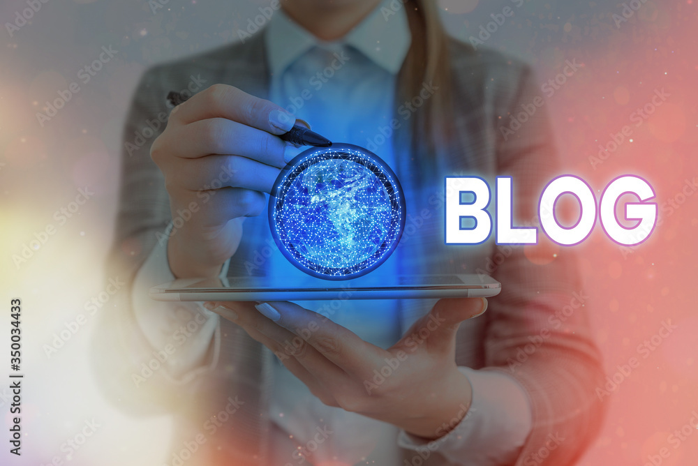 Poster Writing note showing Blog. Business concept for regularly updated website web page run by individual Elements of this image furnished by NASA