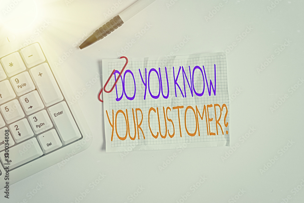 Poster word writing text do you know your customer question. business photo showcasing service identify cli