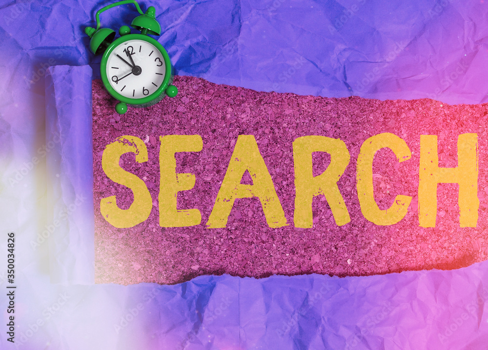 Poster writing note showing search. business concept for try to find something by looking or otherwise seek