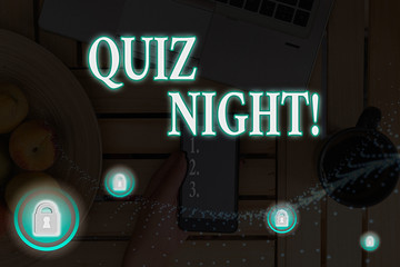 Handwriting text Quiz Night. Conceptual photo evening test knowledge competition between individuals