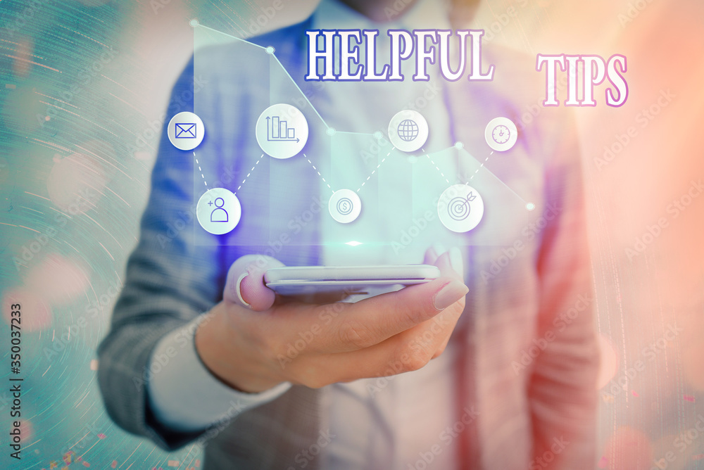 Poster text sign showing helpful tips. business photo showcasing advices given to be helpful knowledge in l