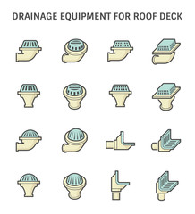 Roof deck and drainage equipment vector icon set design on white background.