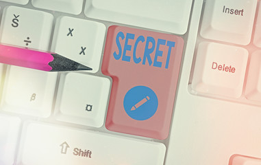 Handwriting text Secret. Conceptual photo something that is kept or meant to be kept unknown to...