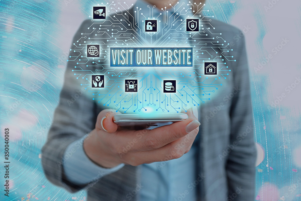 Aufkleber conceptual hand writing showing visit our website. concept meaning visitor who arrives at web site a