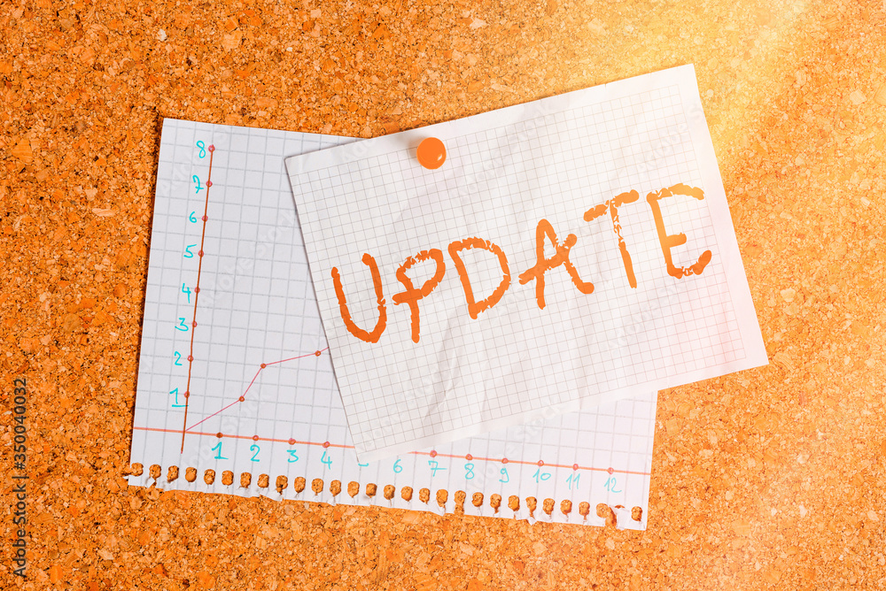 Aufkleber handwriting text writing update. conceptual photo make something more modern or up to date like soft