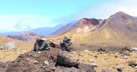 Beautiful Landscape along Tongariro Alpine Crossing in New Zealand