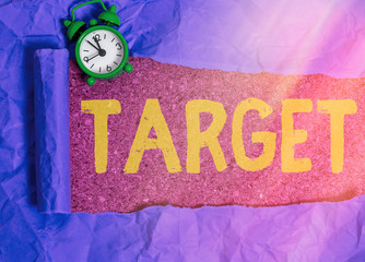 Writing note showing Target. Business concept for an individual object or place selected as the aim...