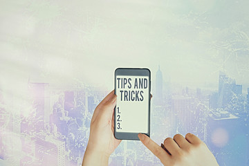 Word writing text Tips And Tricks. Business photo showcasing means piece advice maybe suggestion...