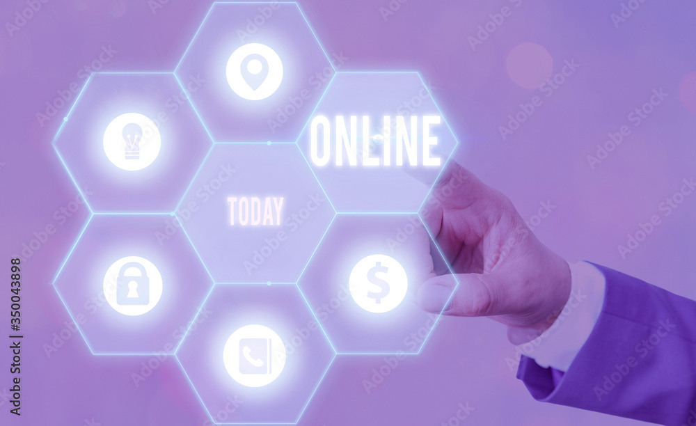 Poster text sign showing online. business photo text the computer or device connected to a network and read