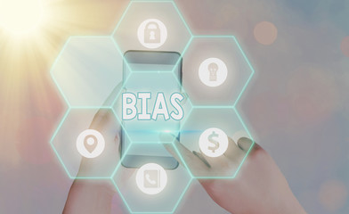 Word writing text Bias. Business photo showcasing inclination or prejudice for or against one an...