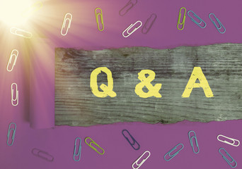 Text sign showing Q And A. Business photo text defined as questions being asked and answers