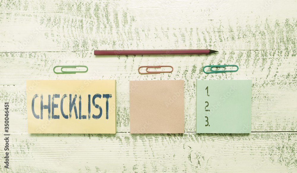 Aufkleber text sign showing checklist. business photo text list items required things be done or points consid