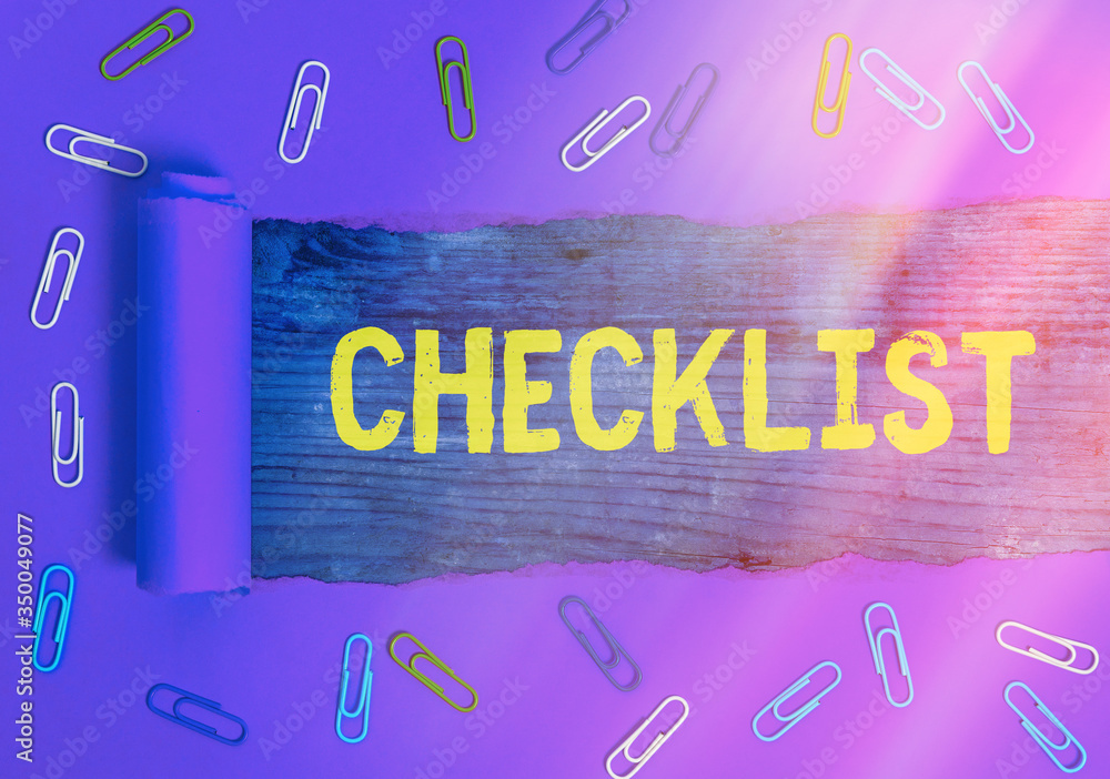 Poster text sign showing checklist. business photo text list items required things be done or points consid
