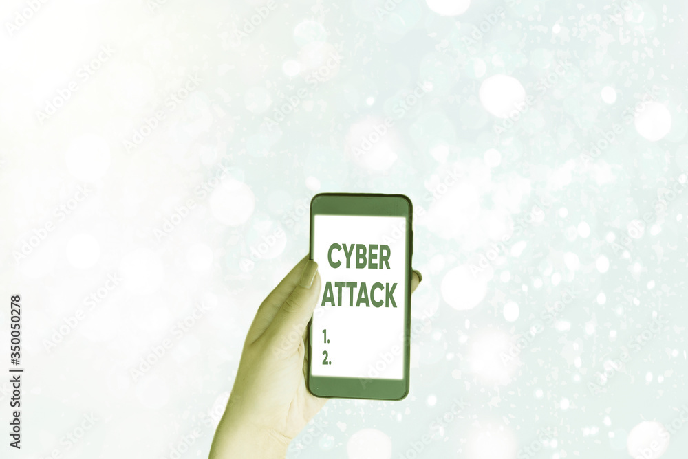 Poster writing note showing cyber attack. business concept for an attempt by hackers to damage destroy a co