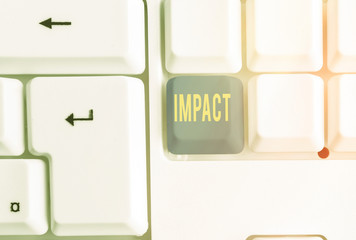 Handwriting text Impact. Conceptual photo action of one object coming forcibly into contact with...