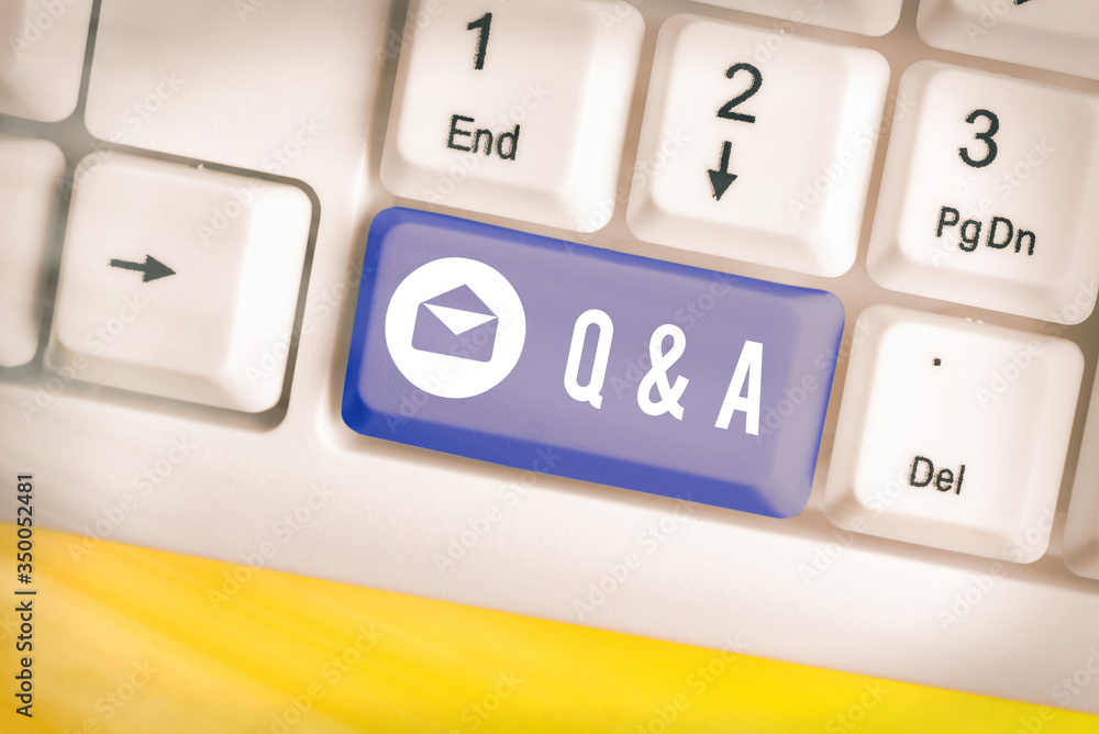 Poster word writing text q and a. business photo showcasing defined as questions being asked and answers