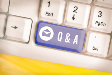 Word writing text Q And A. Business photo showcasing defined as questions being asked and answers