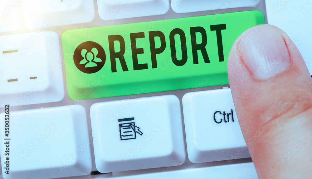 Poster writing note showing report. business concept for give spoken or written account of something that o