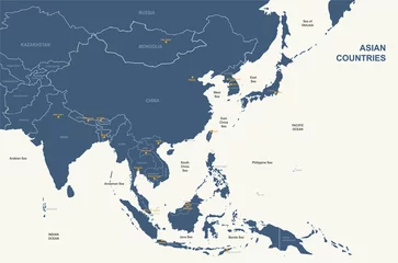Foto op Plexiglas anti-reflex asia map. detailed vector map of asian countries. © Tuna salmon