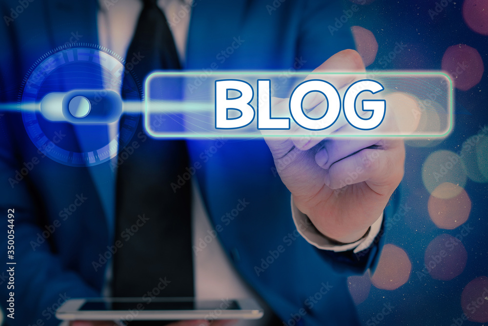 Poster Writing note showing Blog. Business concept for regularly updated website web page run by individual