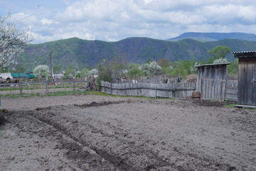 old village with sheds