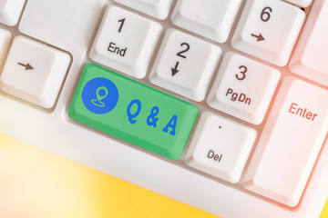 Text sign showing Q And A. Business photo text defined as questions being asked and answers