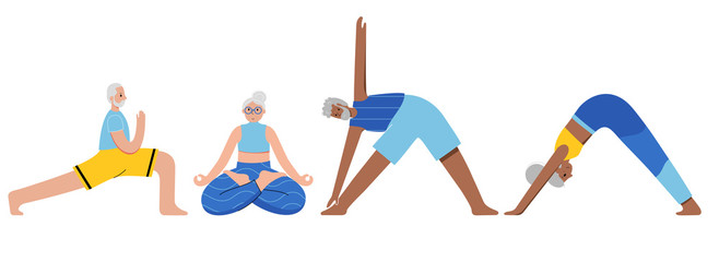 Yoga flat vector illustration. Healthy lifestyle