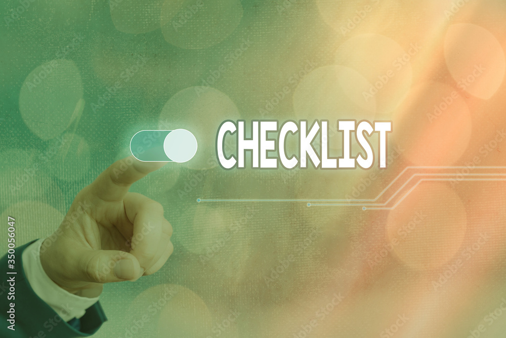 Poster conceptual hand writing showing checklist. concept meaning list items required things be done or poi
