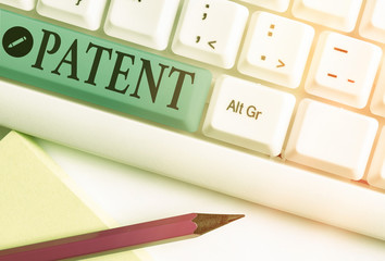 Conceptual hand writing showing Patent. Concept meaning government authority or licence conferring...