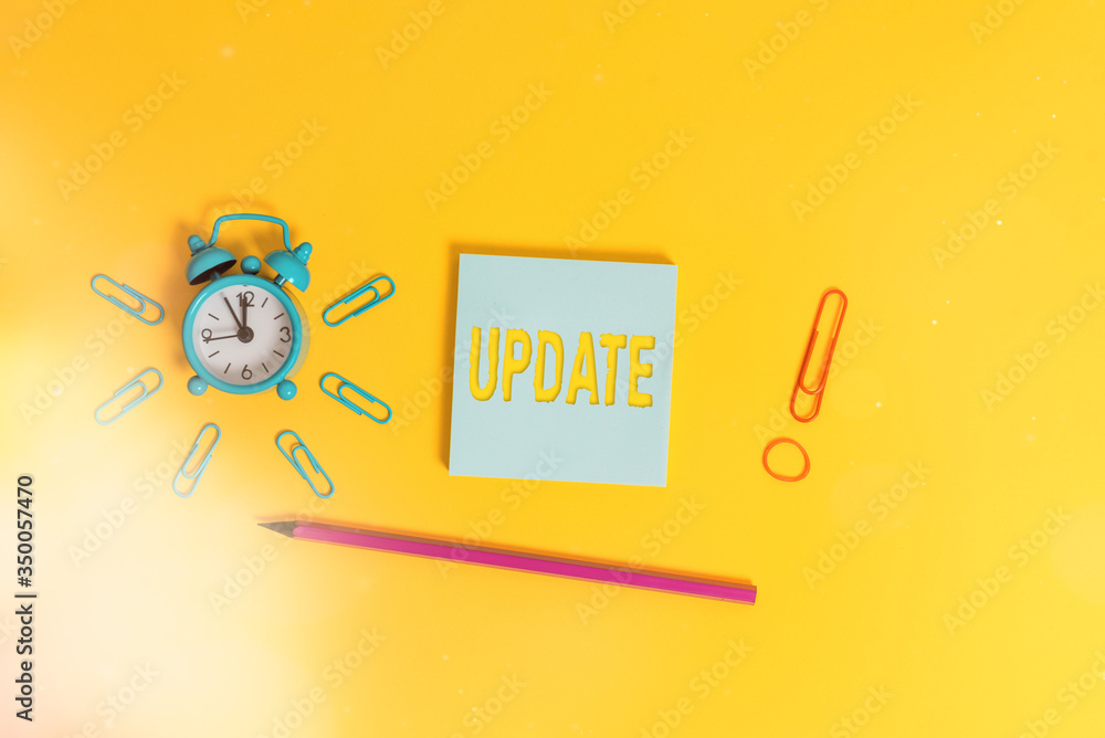 Poster writing note showing update. business concept for make something more modern or up to date like soft