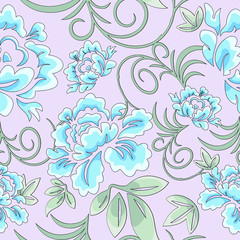Fototapeta na wymiar Flower vintage vector seamless pattern.