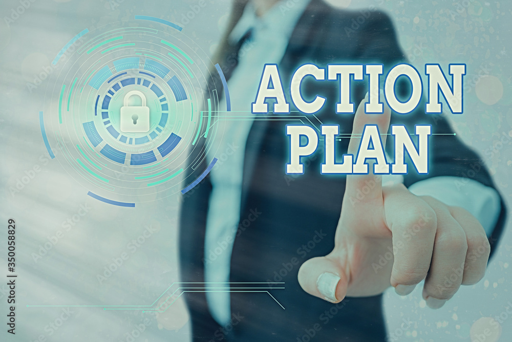 Poster text sign showing action plan. business photo showcasing proposed strategy or course of actions for 