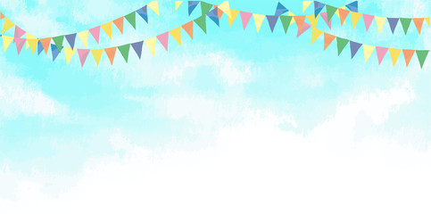 青い空とガーランド