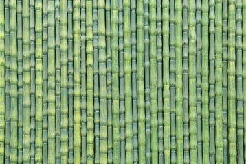 Artificial green bamboo fence as texture background