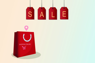 The colorful of creative vector shopping online new normal concept idea