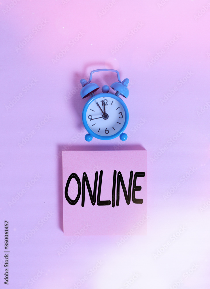Aufkleber handwriting text writing online. conceptual photo the computer or device connected to a network and 
