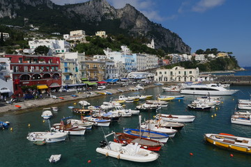 boats in the harbor in Amalfi Coast